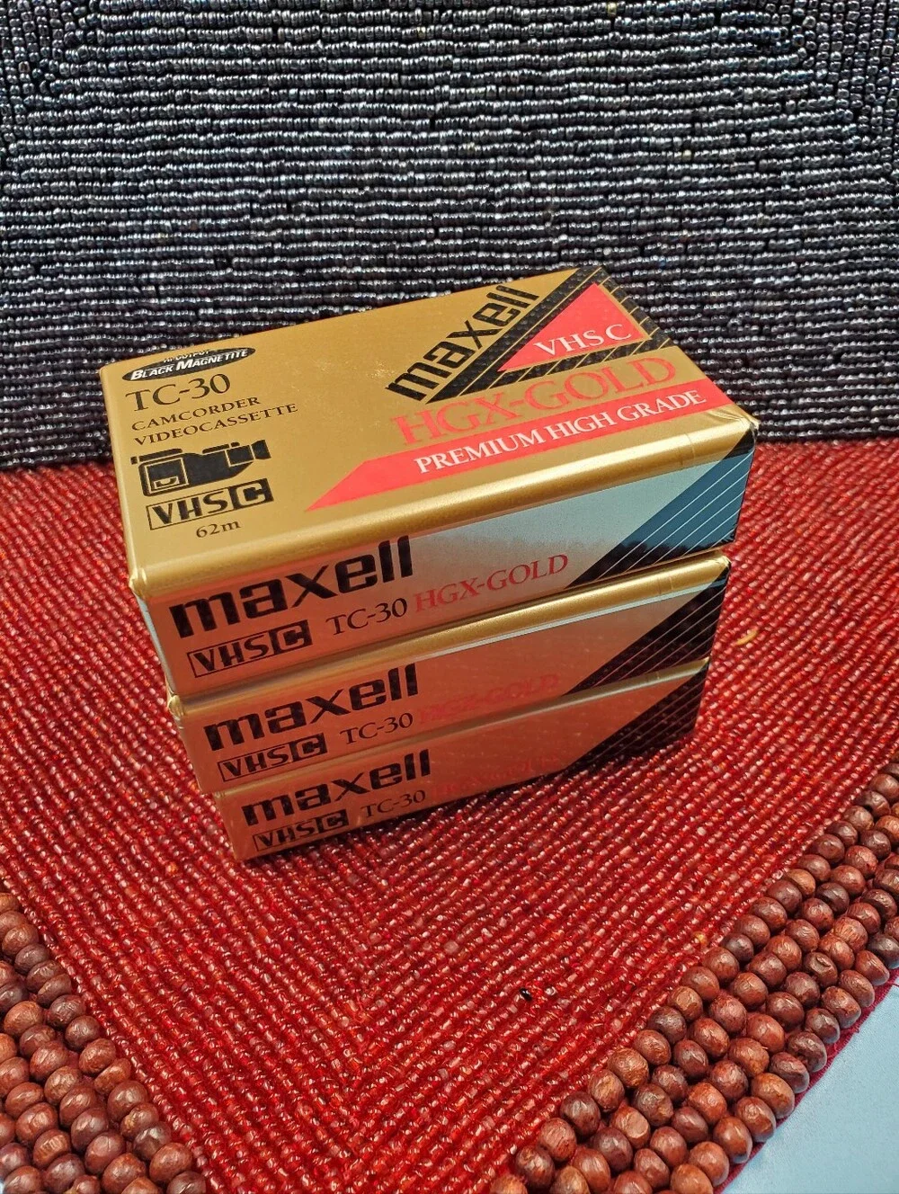 3 Pack Maxell TC-20 Camcorder Tapes HGX-Gold New Sealed w/STORAGE LIBRARY CASE
